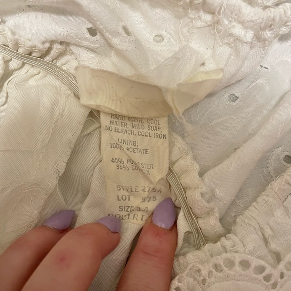 70s Vintage Boho Eyelet White Maxi by Roberta California. Size 3/4. - Picture 5 of 7